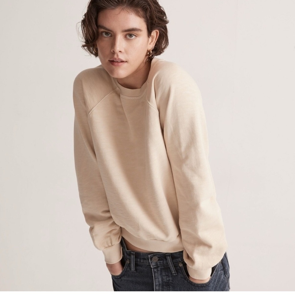 72- Madewell Cream Raglan Crewneck Sweatshirt Women’s Small 🤍